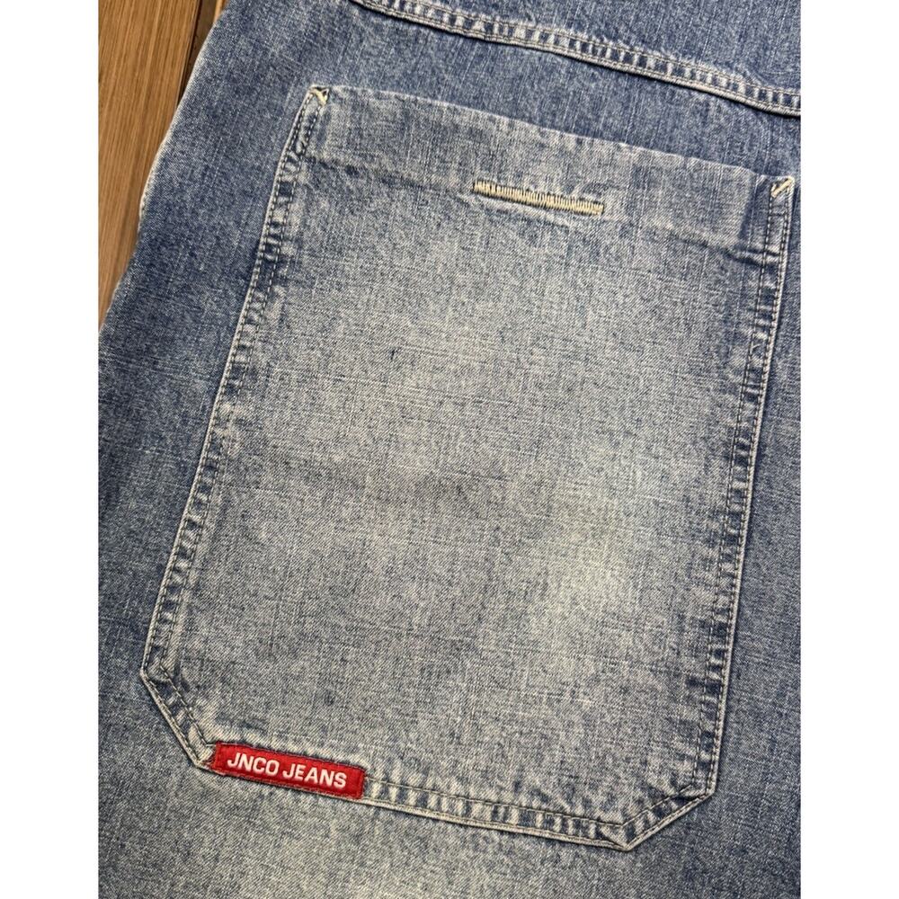 Rare JNCO denim shorts mens size size 38 Y2K dragon design embroidery baggy - Picture 3 of 14